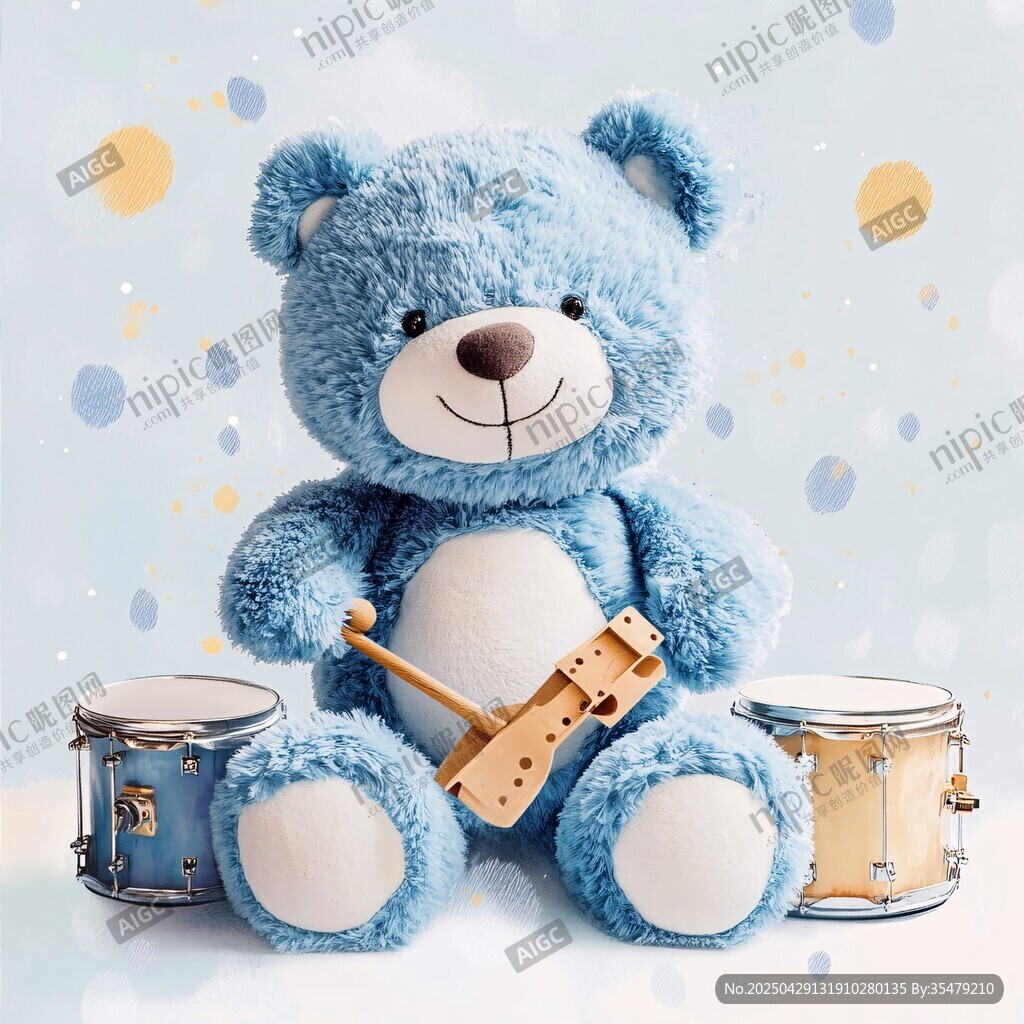 藍色小熊歡快打鼓