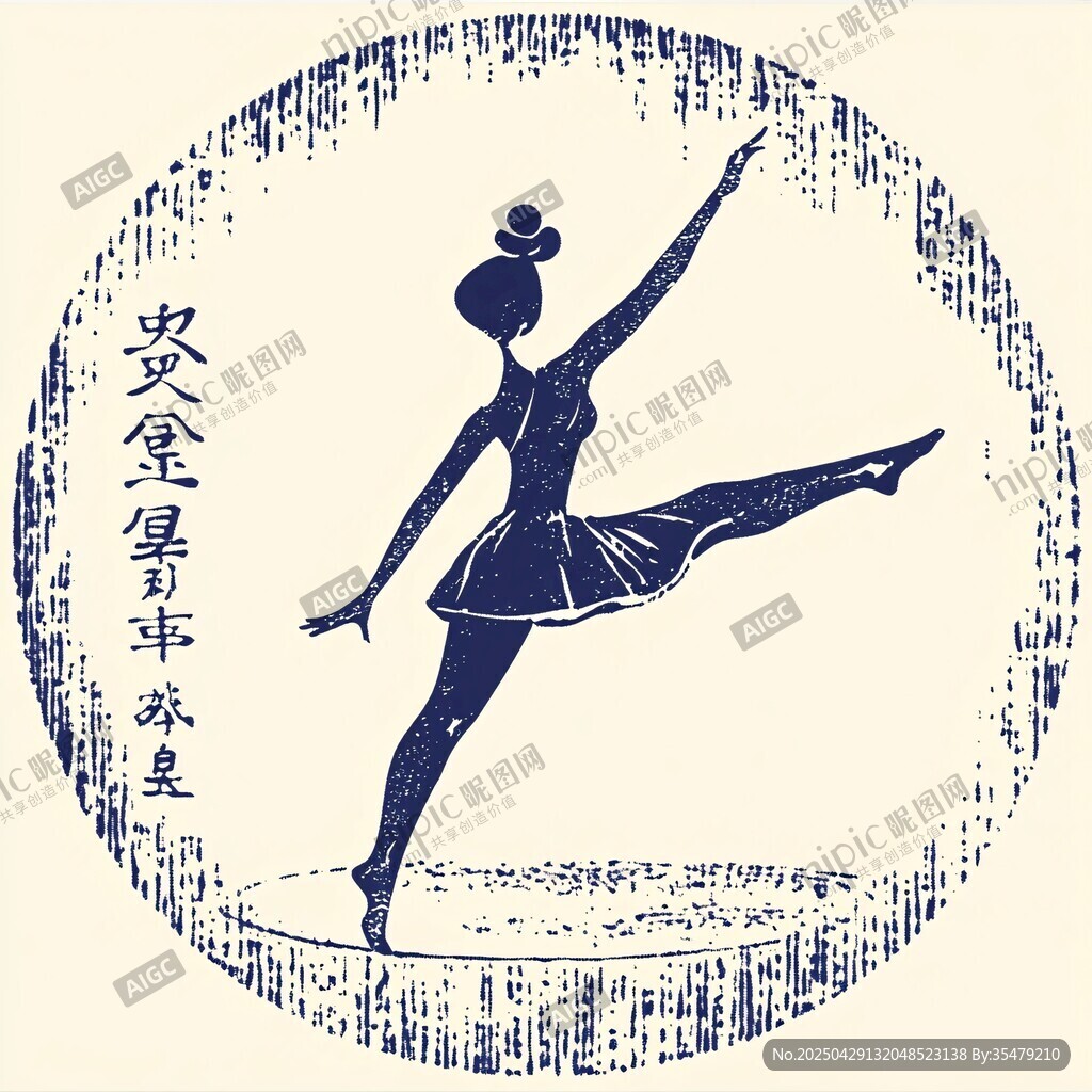 古典芭蕾舞者剪影圖案