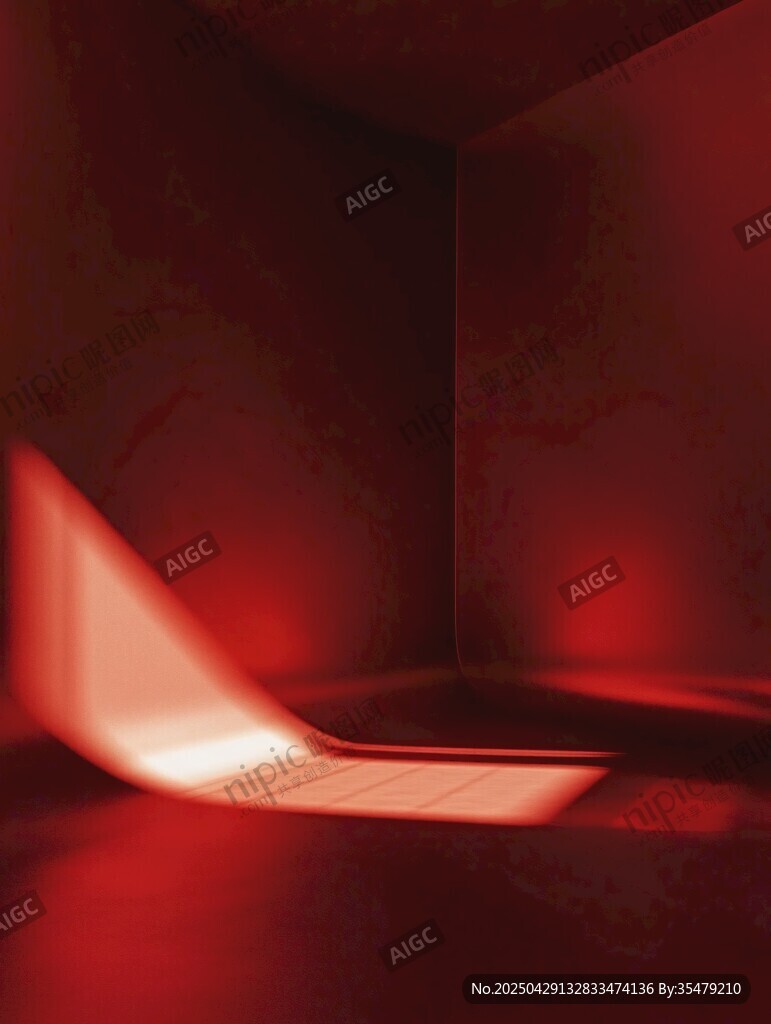 紅色光影下的靜謐空間