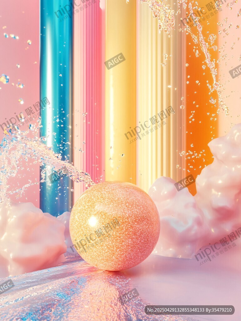 夢幻彩柱旁的泡泡球