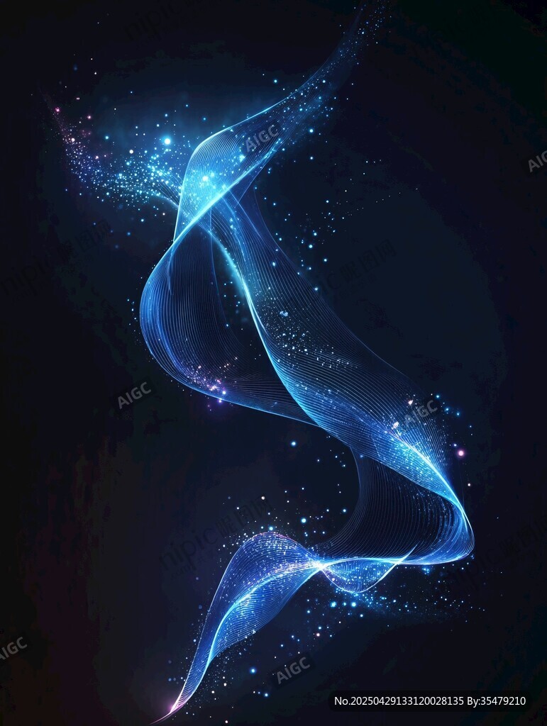 夢(mèng)幻藍(lán)色流光炫彩曲線