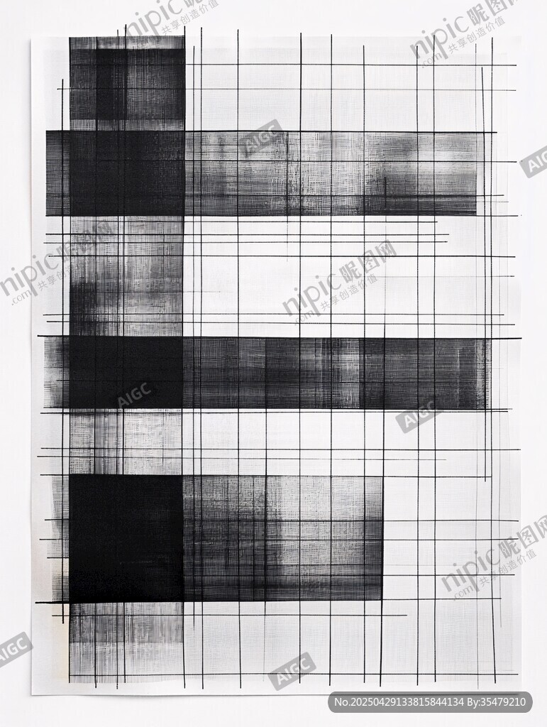 黑白格抽象藝術畫作