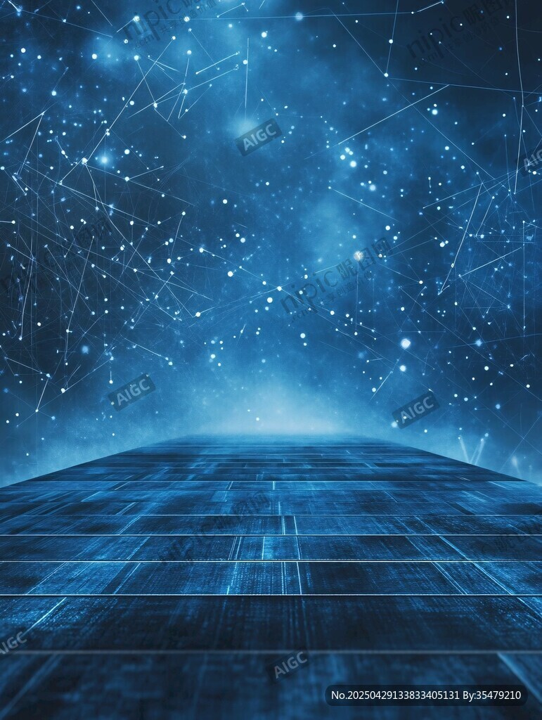 夢幻星空下的科技感地面
