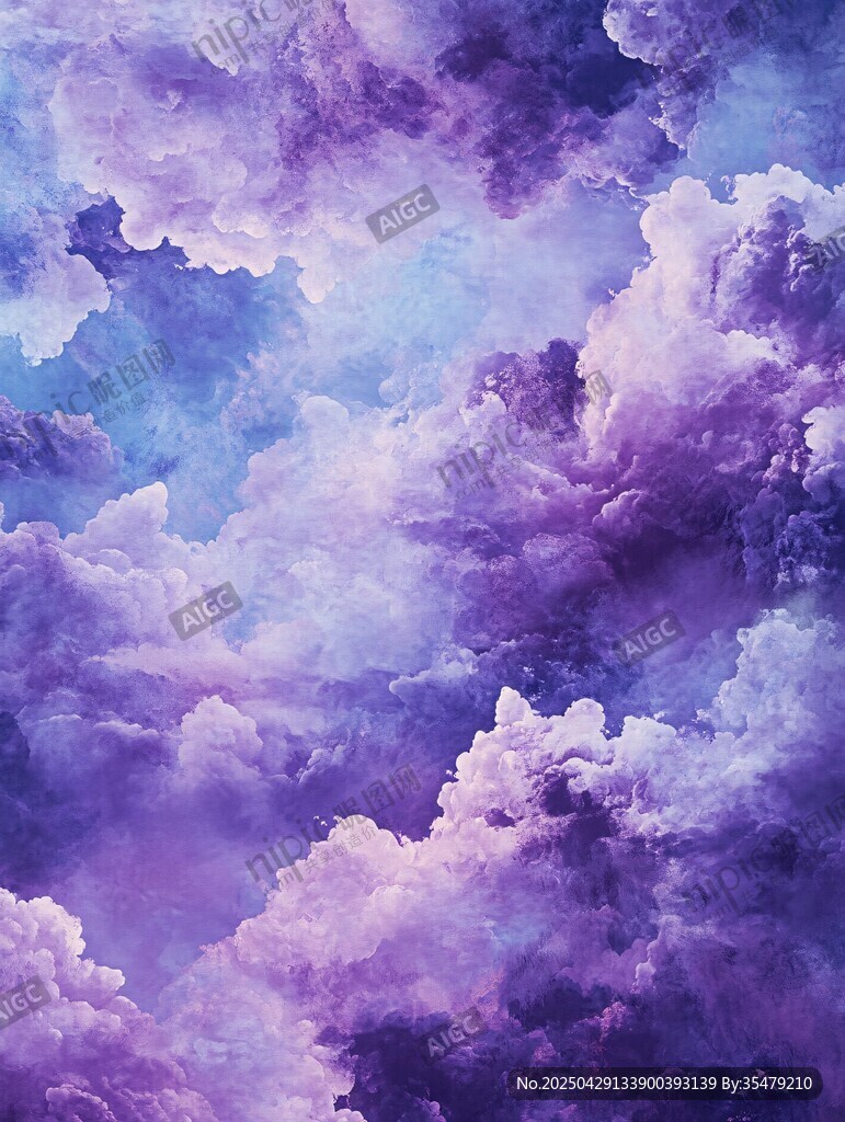 夢幻紫色云海天空背景圖