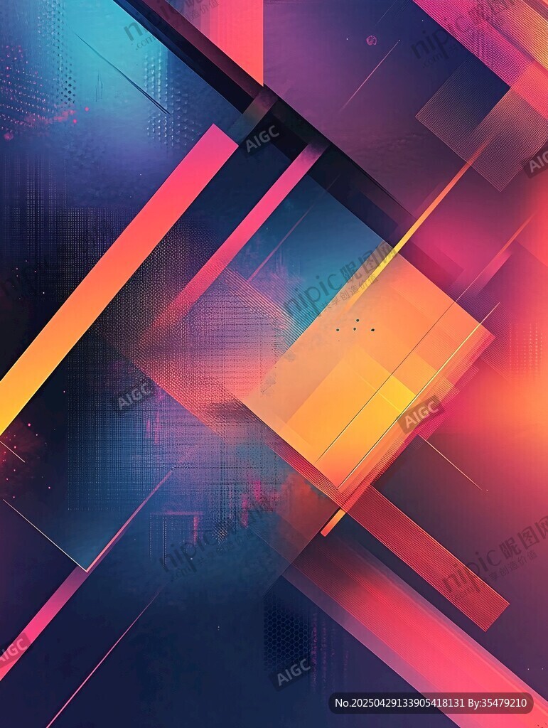 炫彩幾何抽象科技背景圖