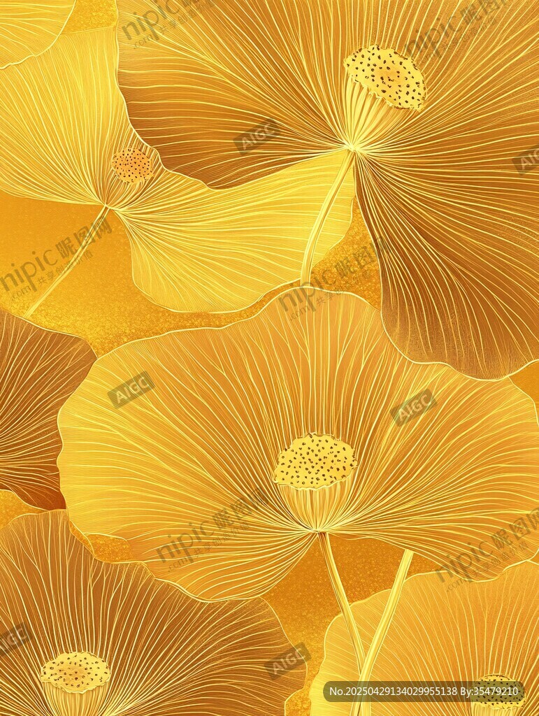 金色花卉圖案背景紋理