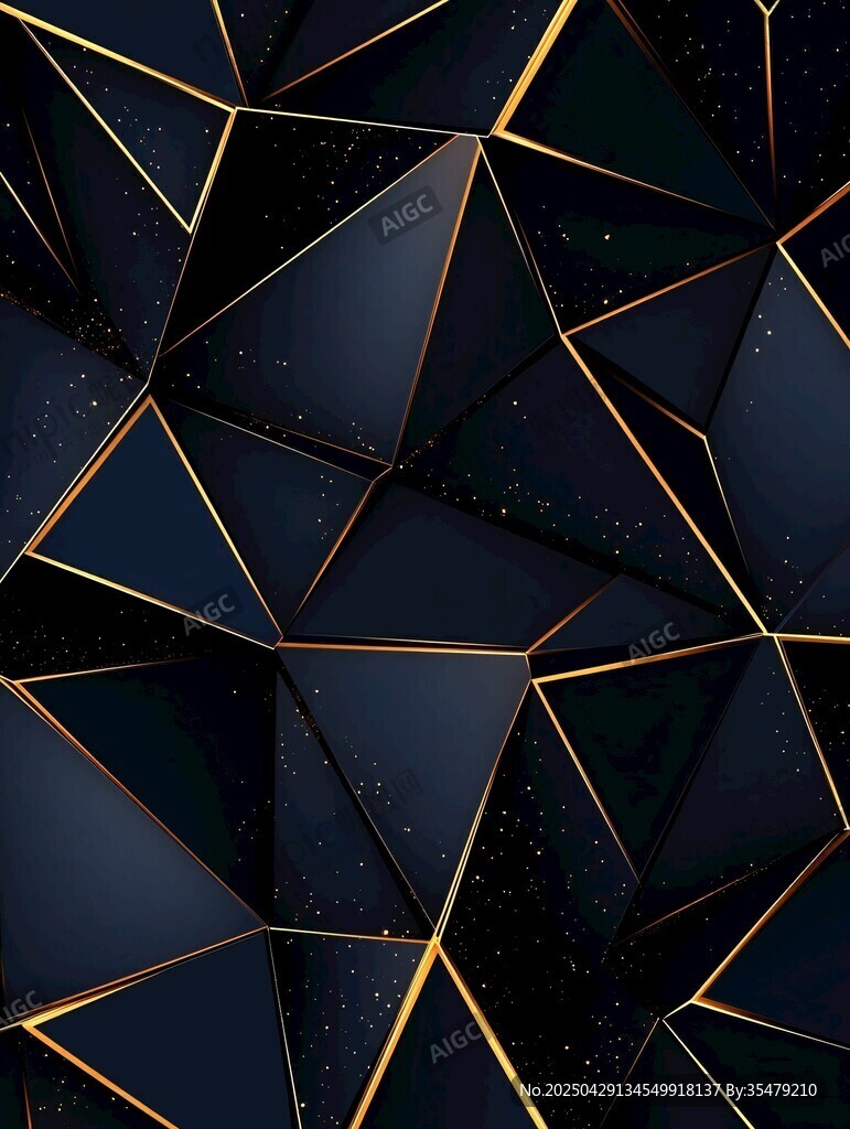 黑金幾何多邊形立體背景