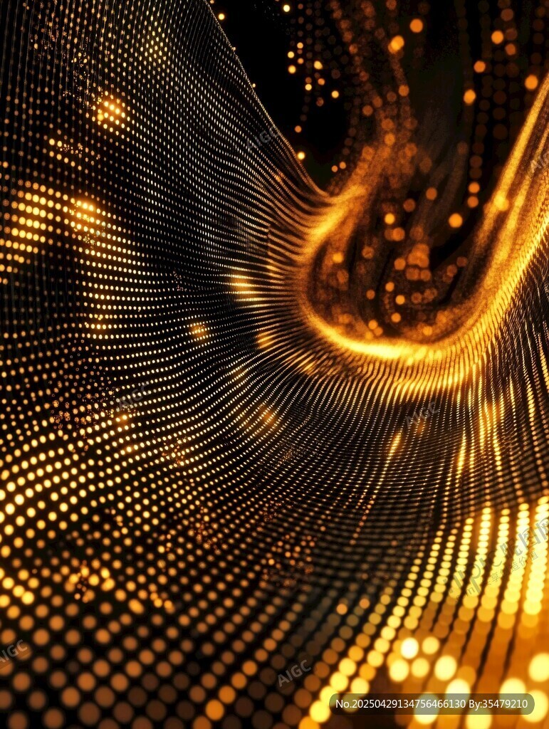 金色粒子漩渦科技背景圖