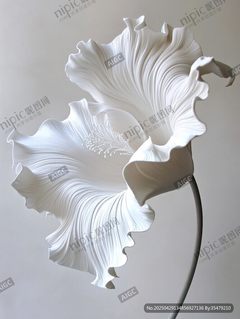 白色藝術花卉雕塑作品
