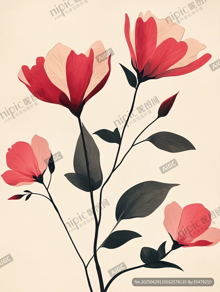 復(fù)古風(fēng)花卉插畫(huà)
