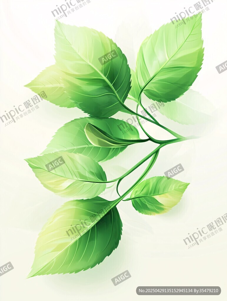 清新綠葉插畫