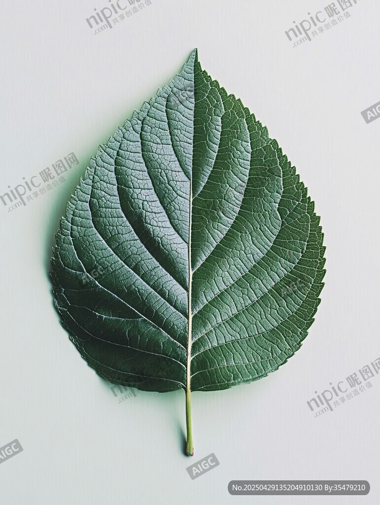 單片綠葉的精致紋理展示