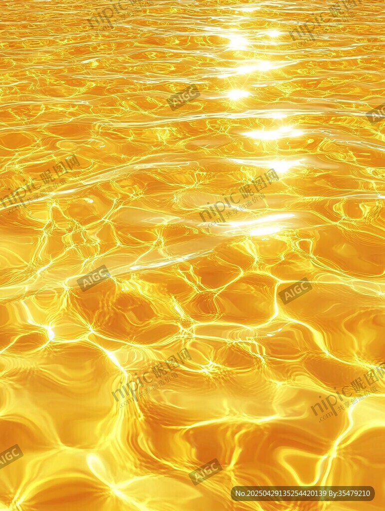 金色波光粼粼的水面
