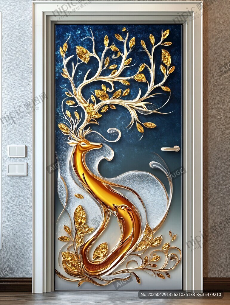 金色鳳凰藝術(shù)入戶門圖案