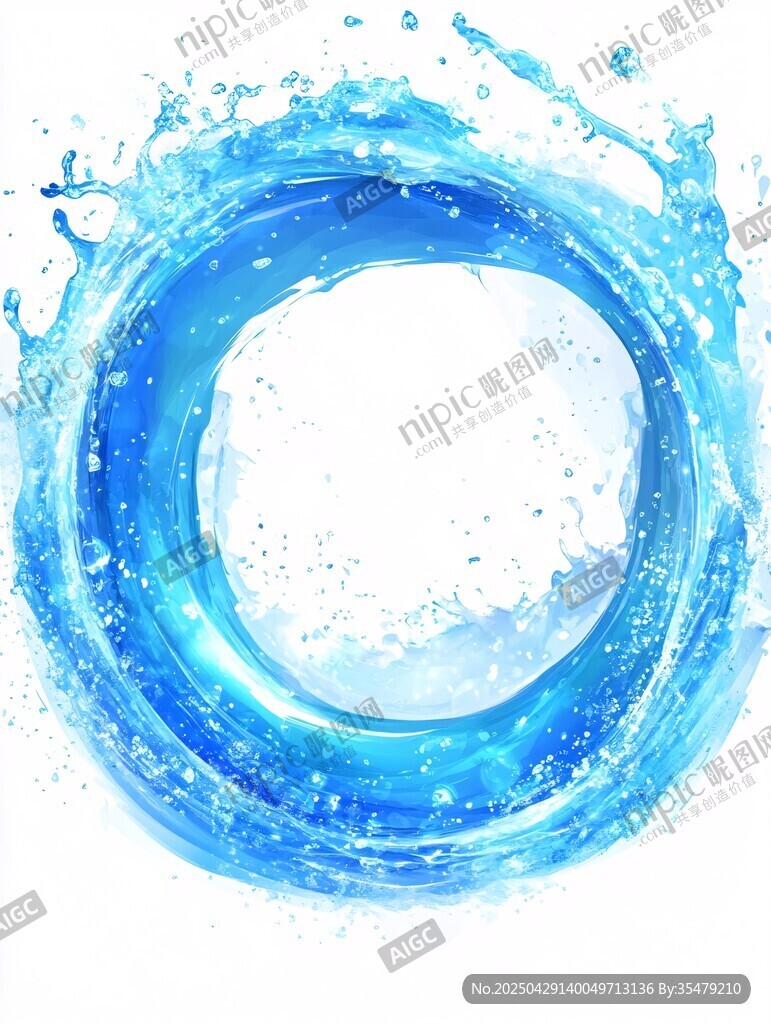 藍色水花形成的圓形水環