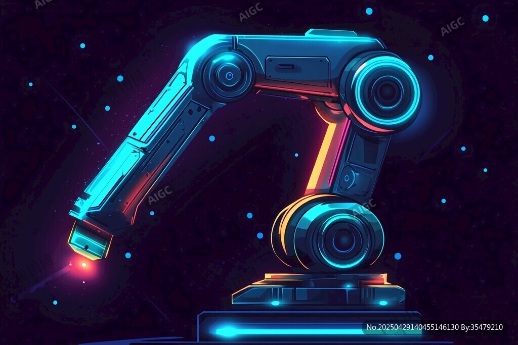 科幻機械臂的炫彩光影秀