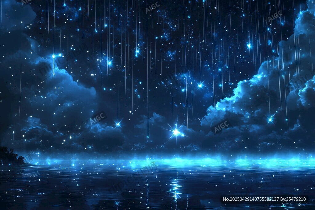 夢幻星空下的靜謐水面