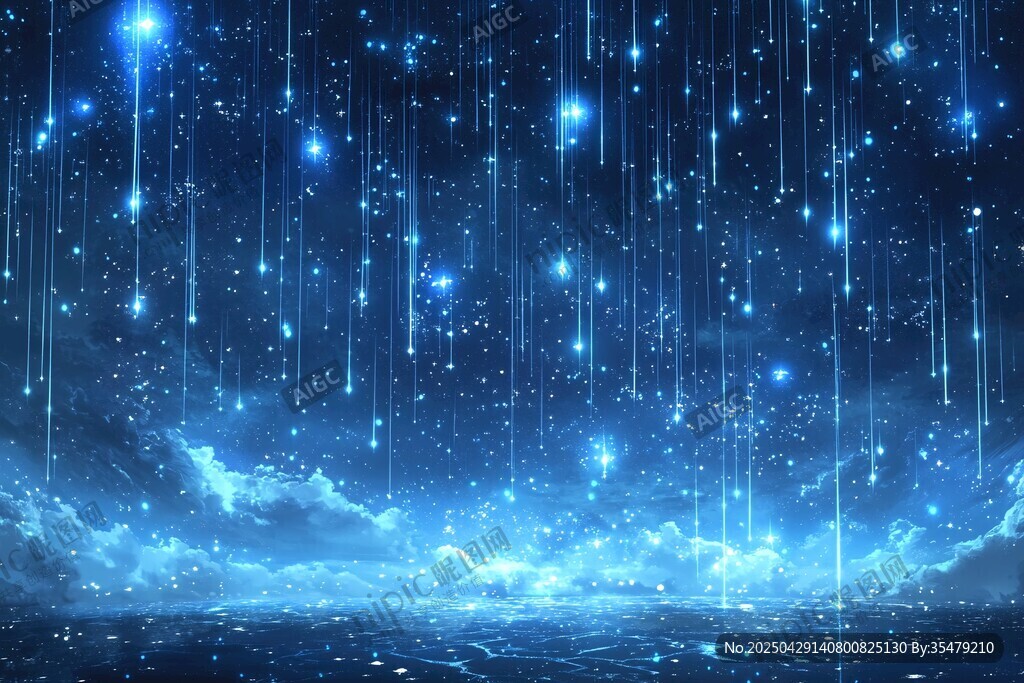 夢幻星空流星夜景圖