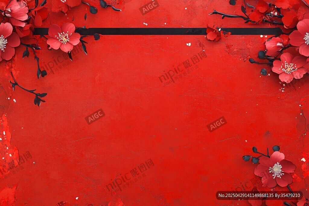 紅色梅花背景喜慶畫(huà)面