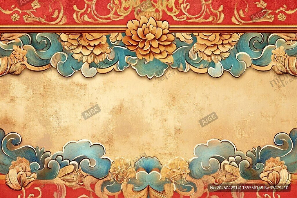 中式古典花紋邊框背景圖
