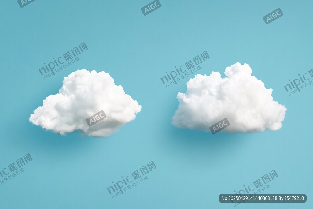 藍背景上的兩朵蓬松白云
