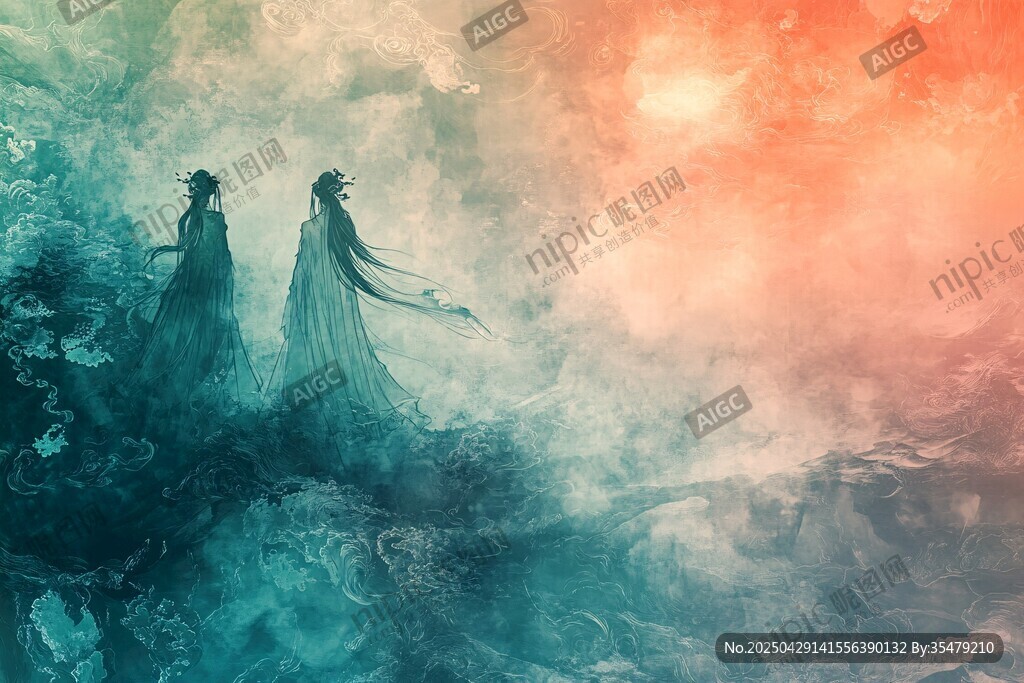 仙俠雙姝漫步奇幻云霧間