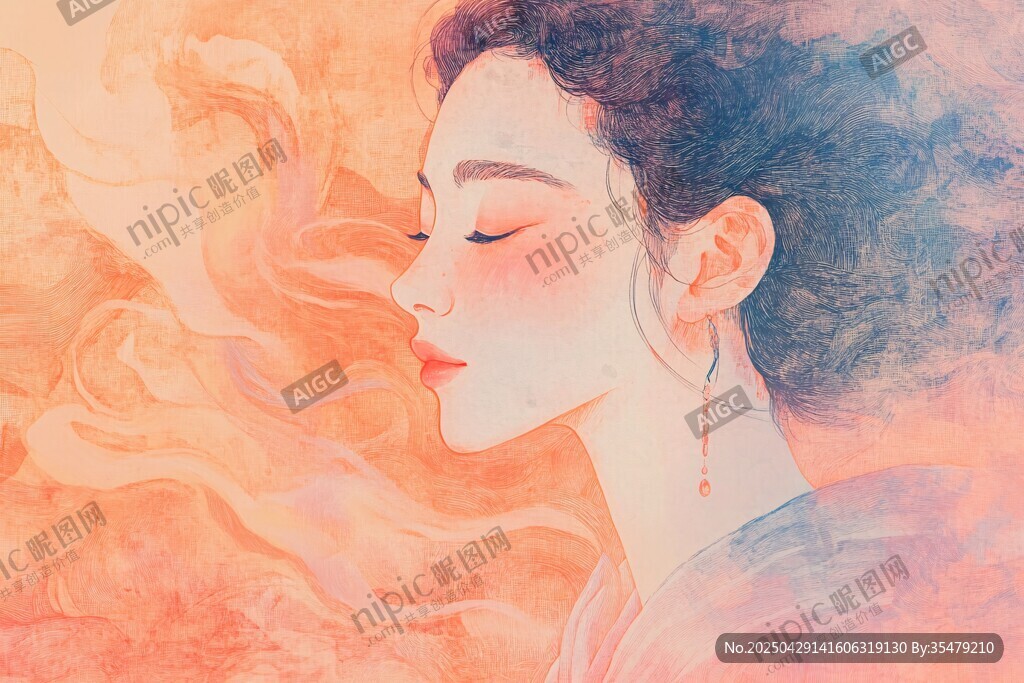 夢幻側顏的古風優(yōu)雅女子