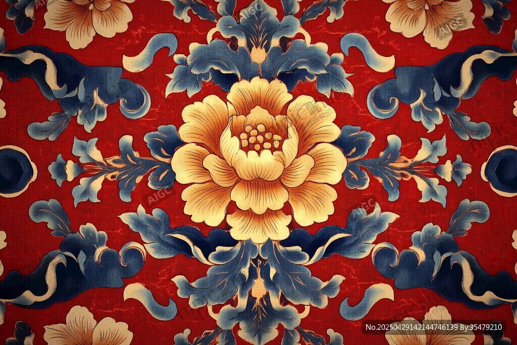 中式古典花卉紋案