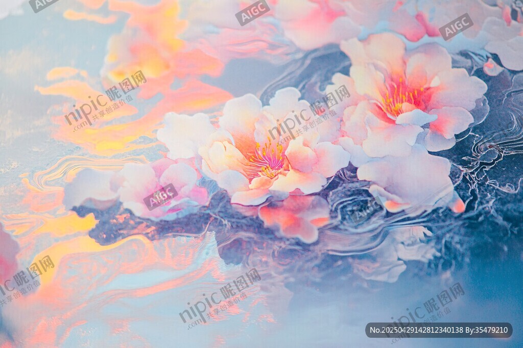 夢幻水中綻放的柔美花朵