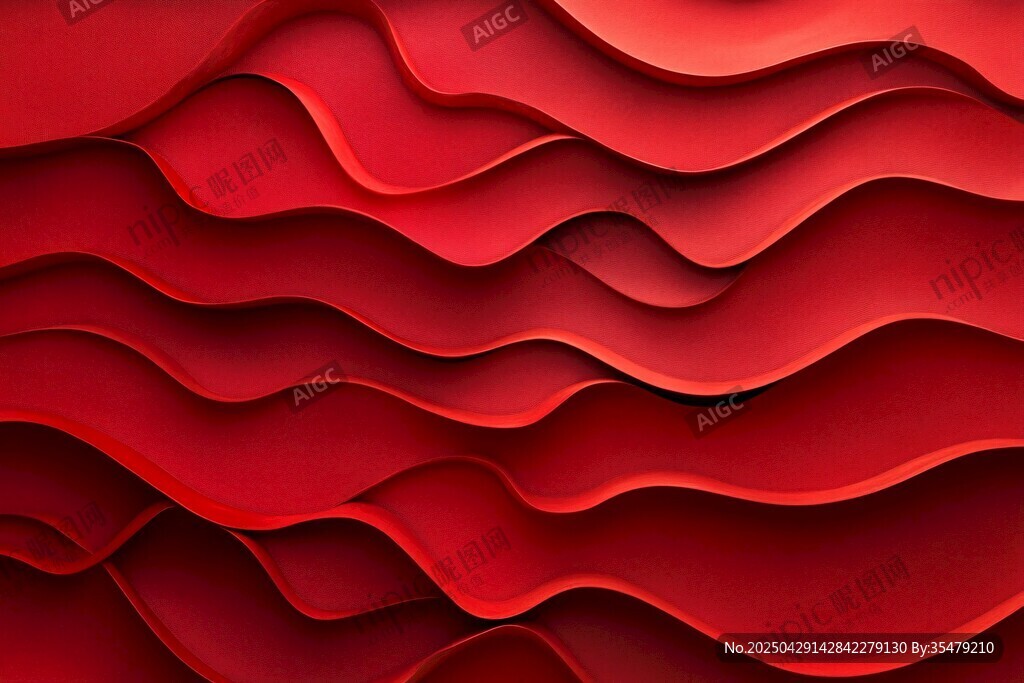 紅色波浪紋理立體背景圖