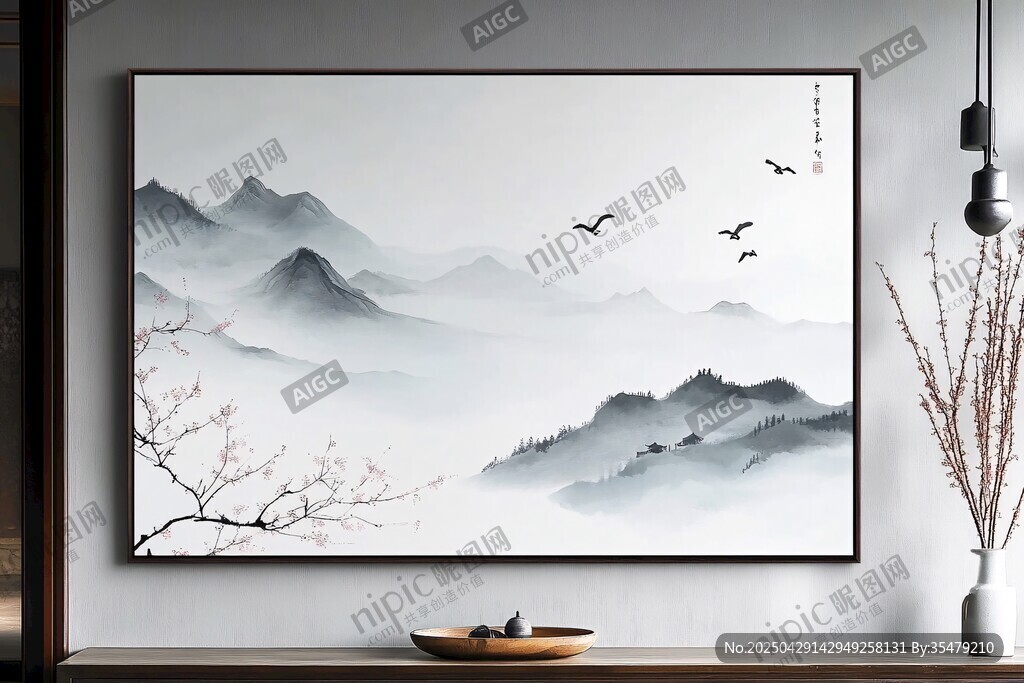 水墨山水掛畫 營造雅致氛圍
