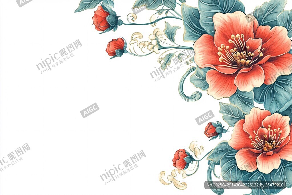 中式花卉角隅圖案設(shè)計(jì)