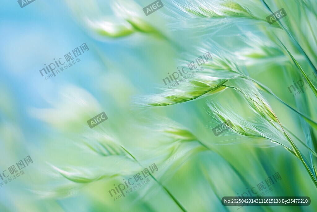 微風拂動的嫩綠麥芒