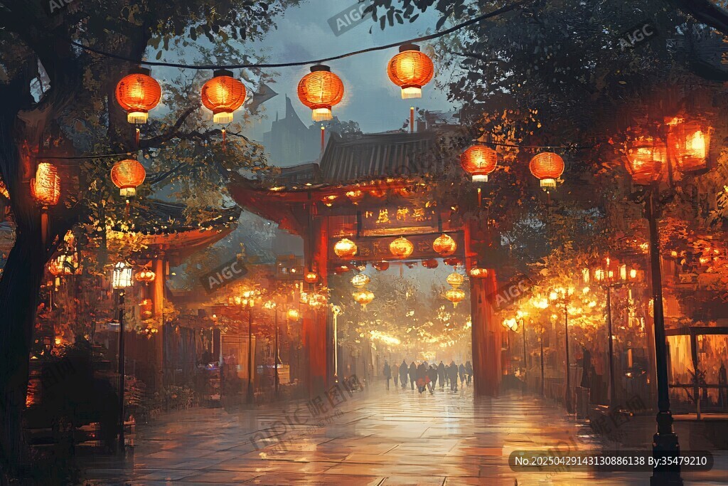 古街夜景 燈籠映照的夢幻之地