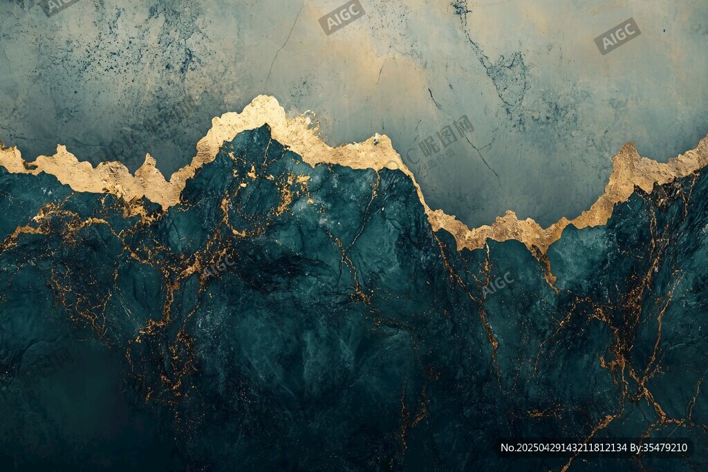 金紋墨綠山巒抽象背景圖
