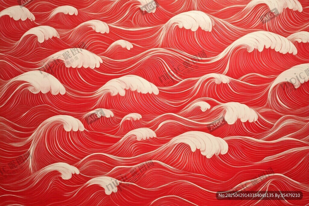紅色海浪圖案紋理背景