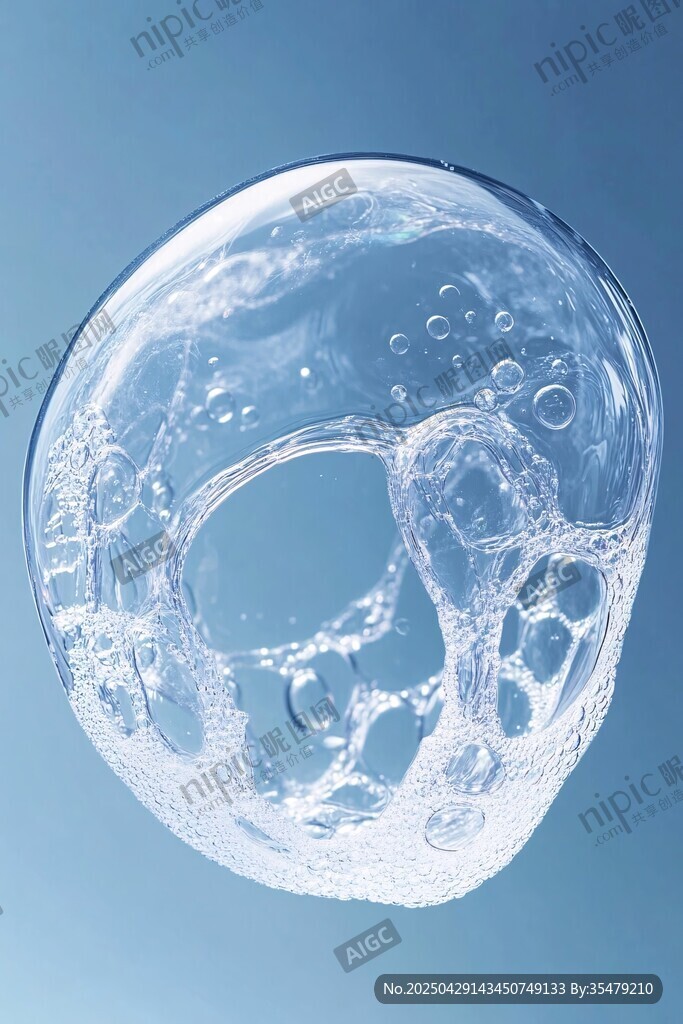 晶瑩水球中的夢幻氣泡