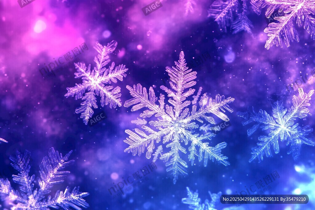夢幻紫色雪花背景圖