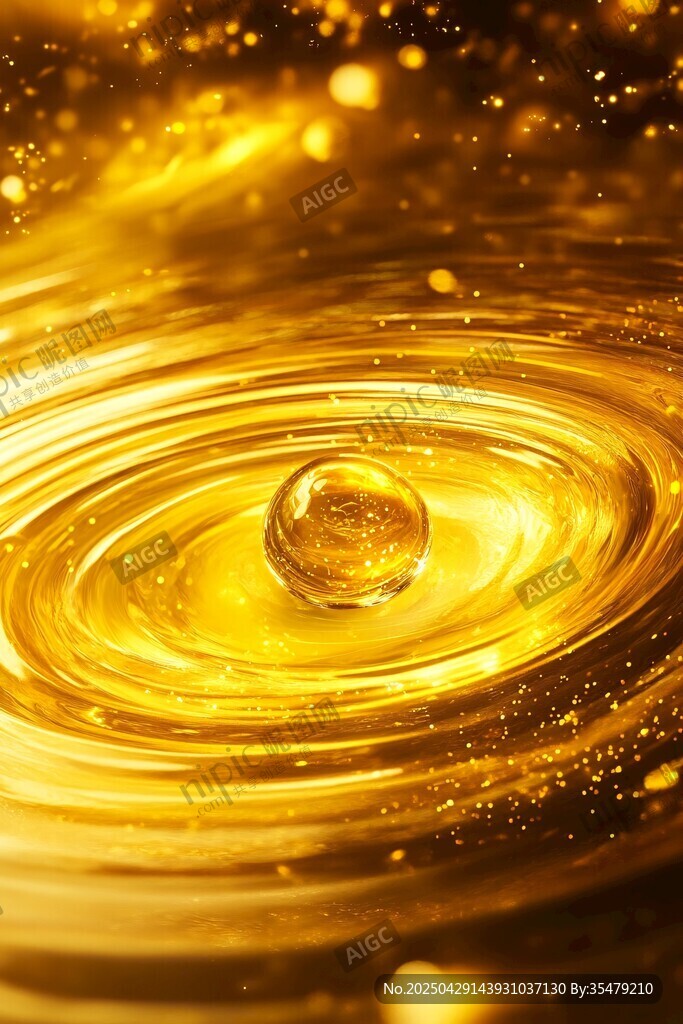 金色水滴漣漪夢幻畫面