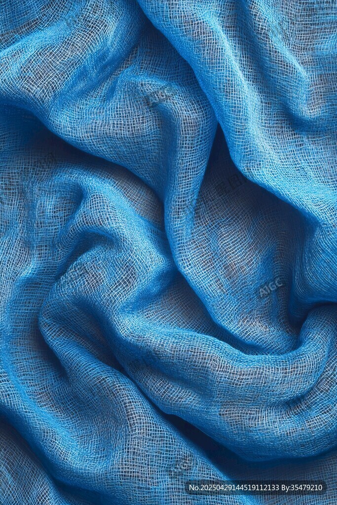 藍(lán)色輕柔褶皺織物紋理