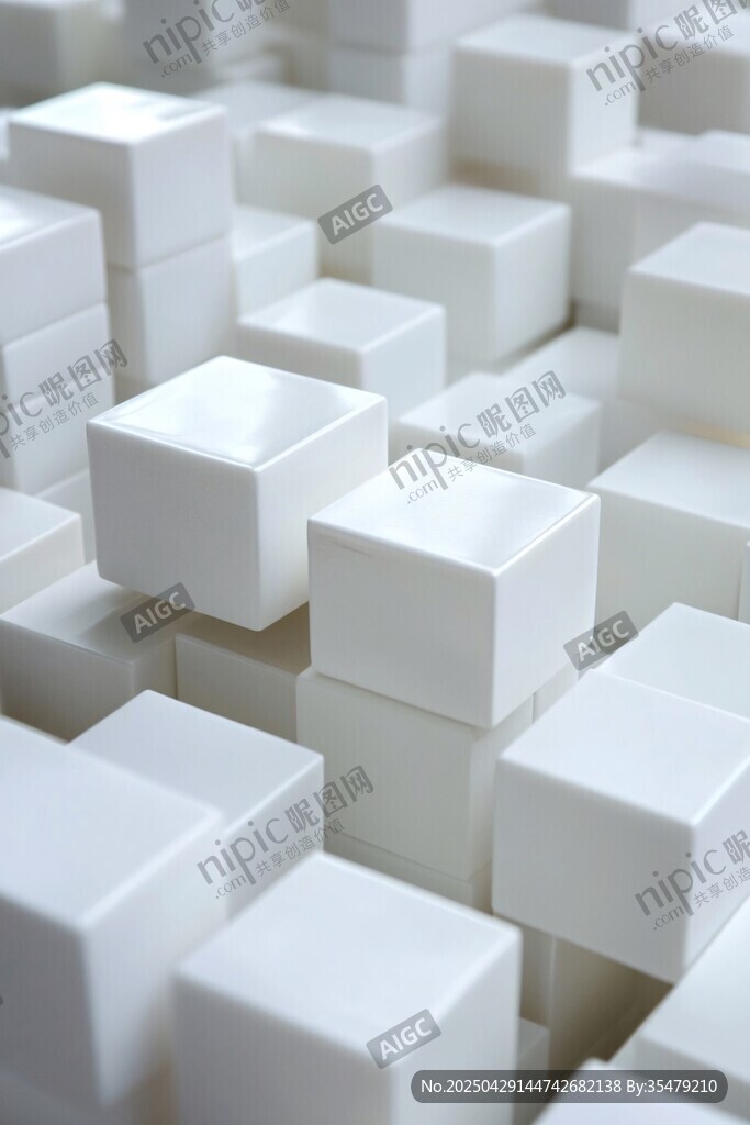 白色立方體堆疊景象