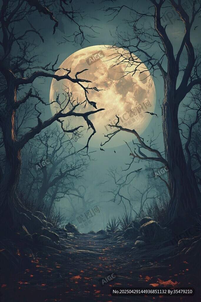 月夜幽森小徑