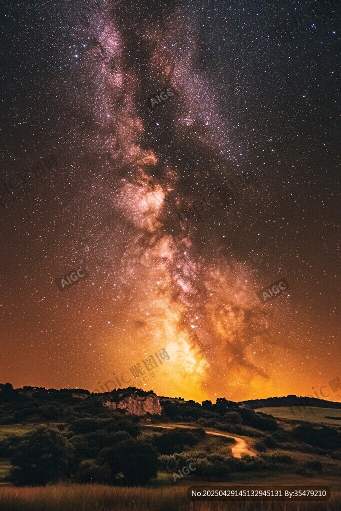 壯麗星空下的靜謐原野