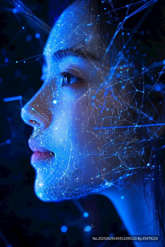 科技感女性臉部光影畫面