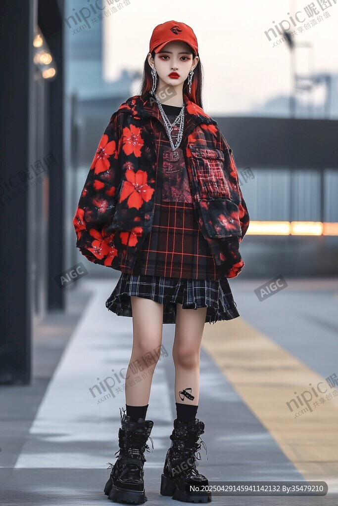 街頭酷颯少女時(shí)尚穿搭秀