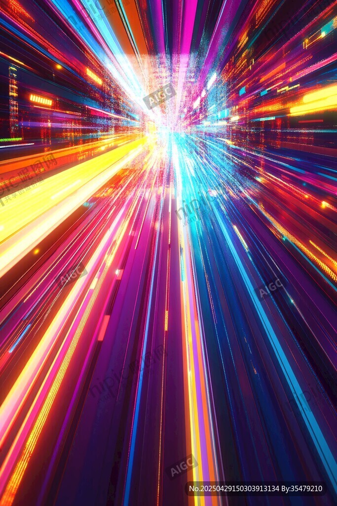炫彩光線科幻隧道背景圖