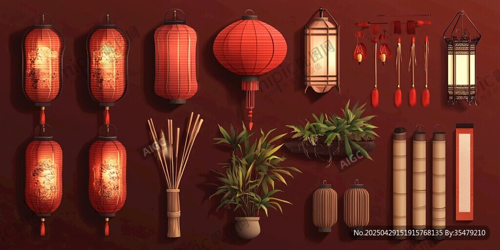 中式燈籠及傳統(tǒng)裝飾物件