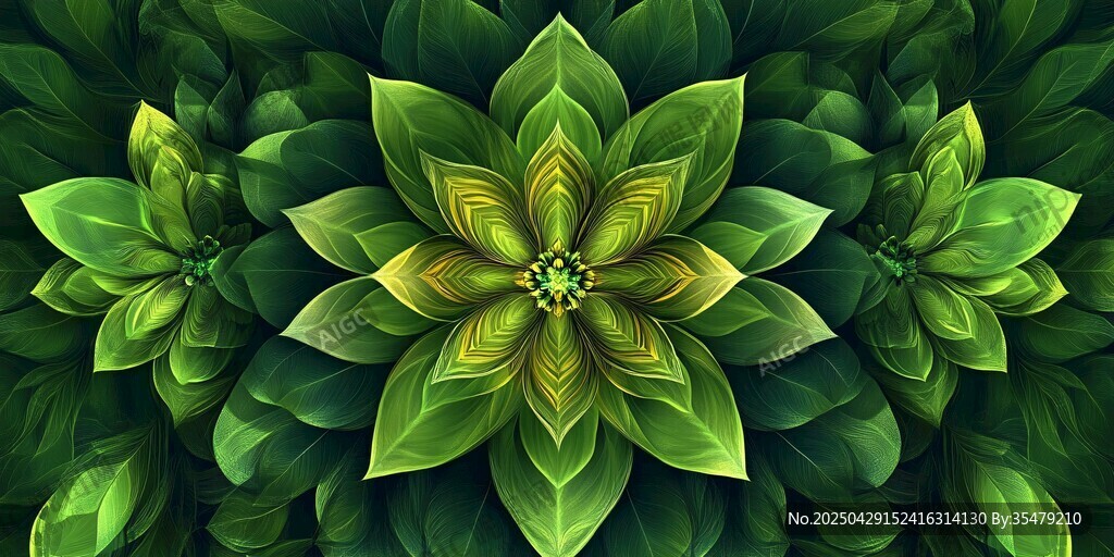 夢幻綠植花卉圖案背景