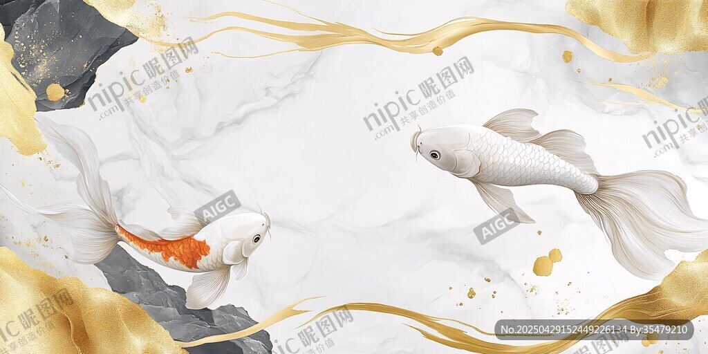 雙鯉戲金波