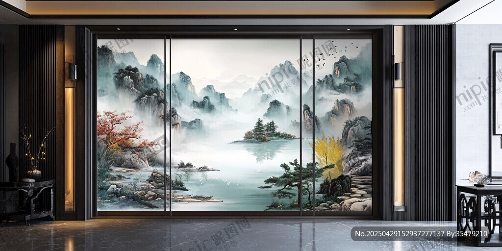 中式山水屏風(fēng) 雅致空間美學(xué)